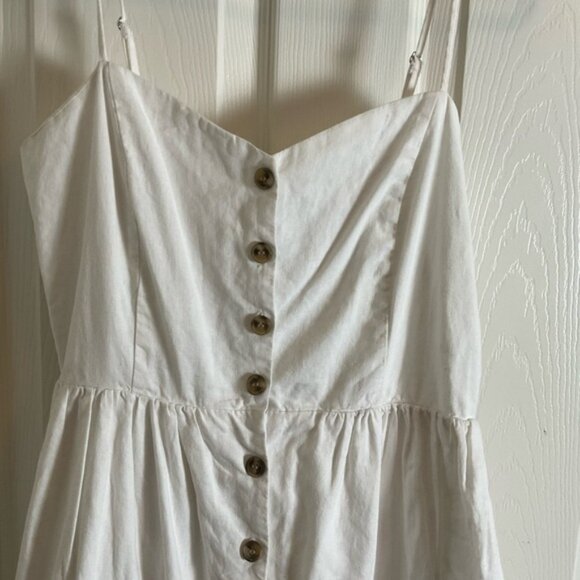 H&M White Linen Blend Buttons Dress Midi size small - Picture 4 of 9